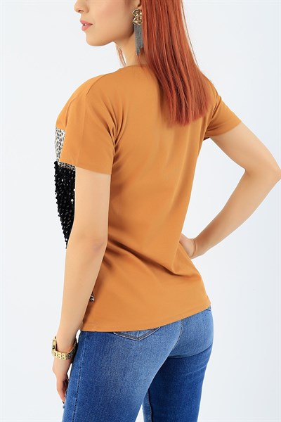 Taba Pul Payet İşlemeli Tişört 27925B