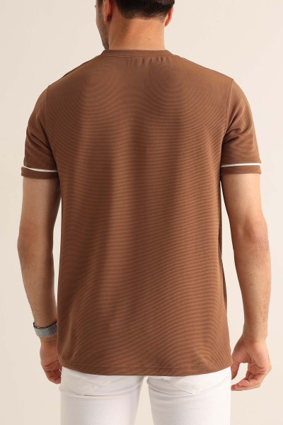 Taba Regular Fit Dokulu Nakışlı Yazı Detay Erkek Tişört 182157