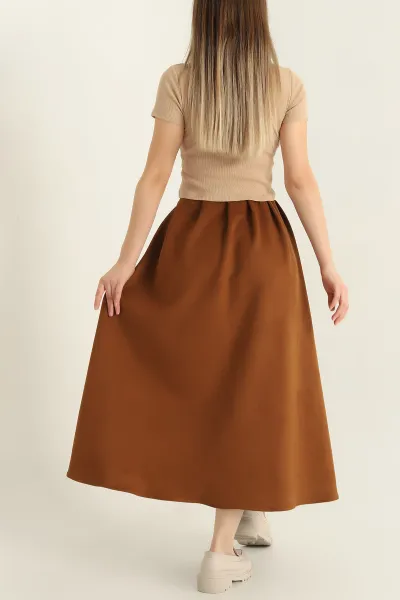 Taba Süet Beli Lastikli Cepli Çan Etek 320383