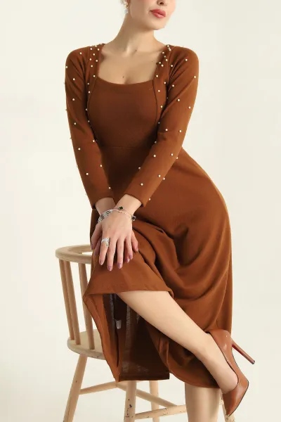 taba-triko-kare-yaka-incili-klos-elbise-307475
