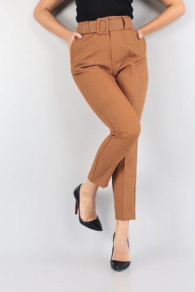 Taba Yün Efekt Kemerli Bayan Pantolon 87708
