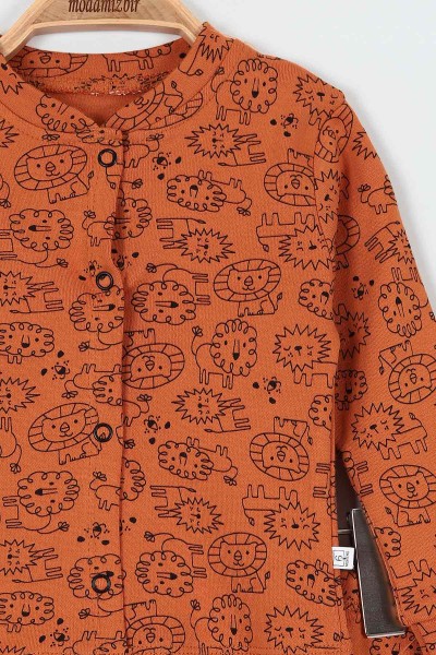 Tarçın (6-12 Ay) Aslan Baskılı Önü Çıtçıtlı Erkek Bebe Pijama Takım 196990