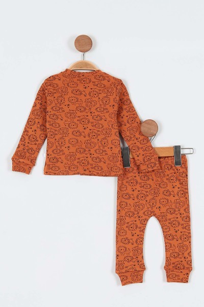 Tarçın (6-12 Ay) Aslan Baskılı Önü Çıtçıtlı Erkek Bebe Pijama Takım 196990