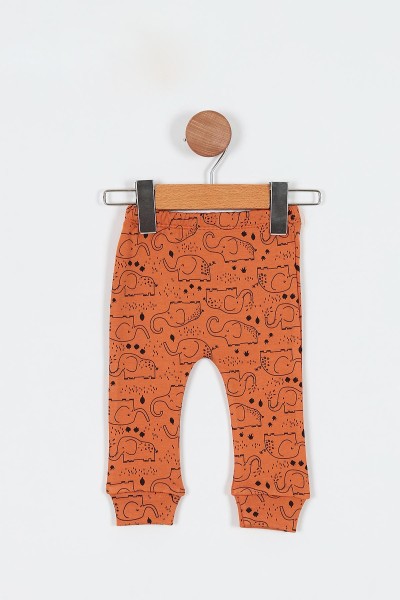 Tarçın (6-12 Ay) Fil Baskılı Önü Çıtçıtlı Erkek Bebe Pijama Takım 196993