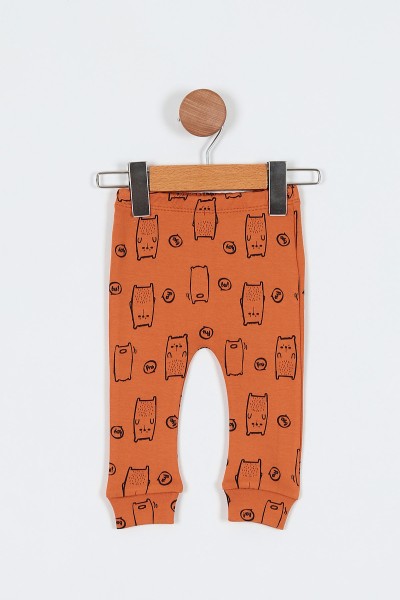 Tarçın (6-12 Ay) Kedi Baskılı Önü Çıtçıtlı Erkek Bebe Pijama Takım 196987