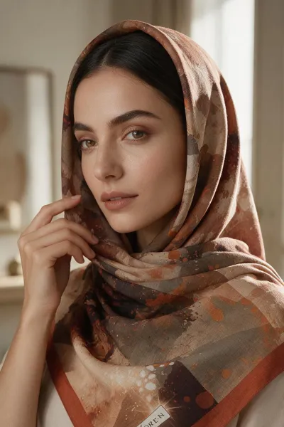 Tarçın 90x90 Cm Dijital Baskılı Nova Desen Soft Eşarp 498615