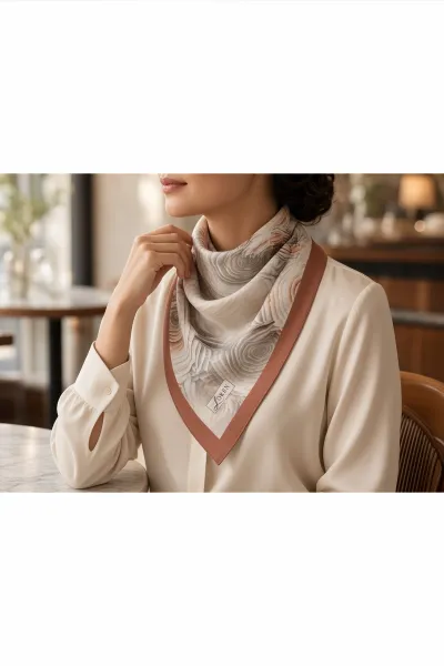 Tarçın 90x90 Cm Dijital Baskılı Rosetta Desen Soft Eşarp 498600
