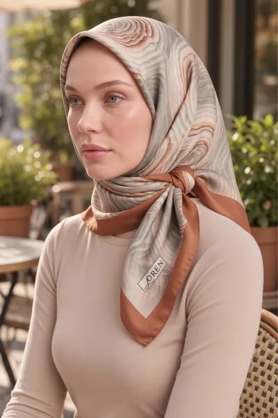 Tarçın 90x90 Cm Dijital Baskılı Rosetta Desen Soft Eşarp 498600