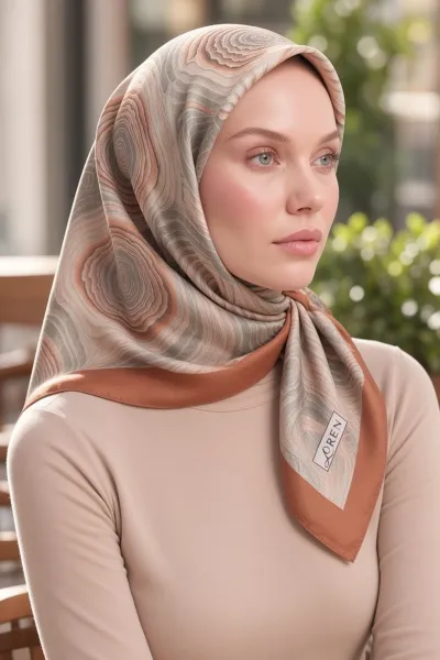 Tarçın 90x90 Cm Dijital Baskılı Rosetta Desen Soft Eşarp 498600