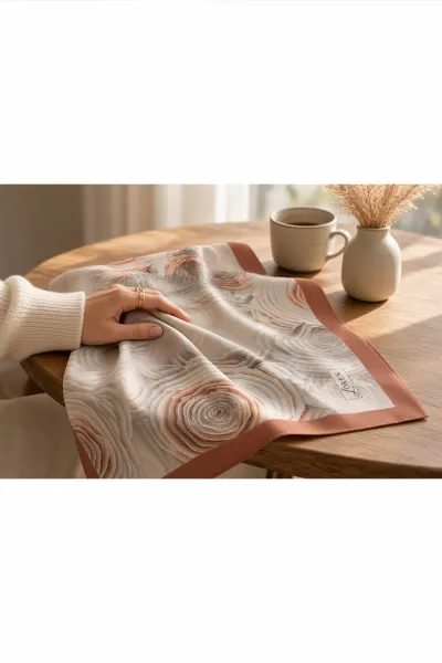 Tarçın 90x90 Cm Dijital Baskılı Rosetta Desen Soft Eşarp 498600