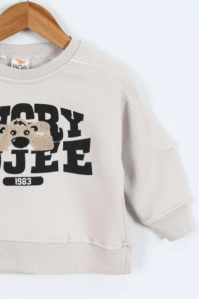 Taş (0-4 Yaş)Gujje Baskılı Biye Detaylı  3  İp Şardonlu Erkek Çocuk Sweatshirt 417570