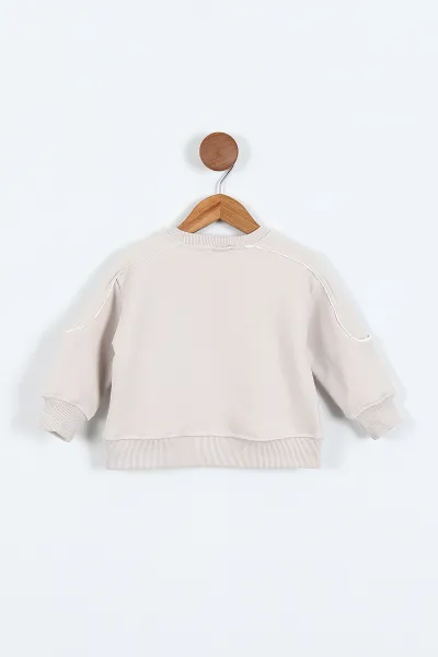 Taş (0-4 Yaş)Gujje Baskılı Biye Detaylı  3  İp Şardonlu Erkek Çocuk Sweatshirt 417570