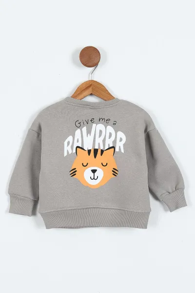 Taş (0-4 Yaş)Rawr Baskılı  3  İp Şardonlu Erkek Çocuk Sweatshirt 415037