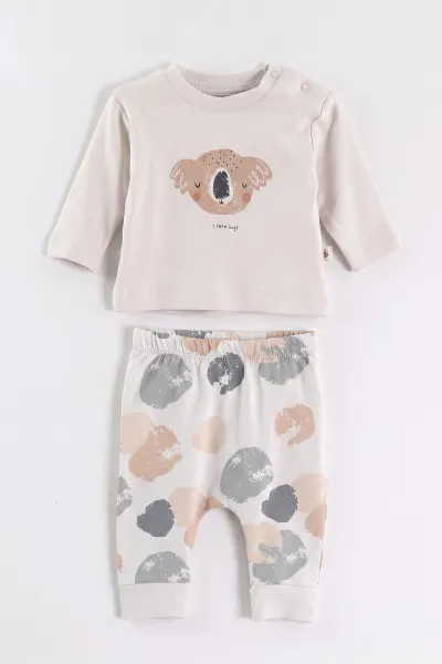 Taş (0-9 Ay) Koala Baskılı 2'li Erkek Bebek  Takım 472996