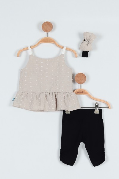 Taş (06-24 Ay) Fiyonk Askılı Taytlı Kız Bebe Takım 187433