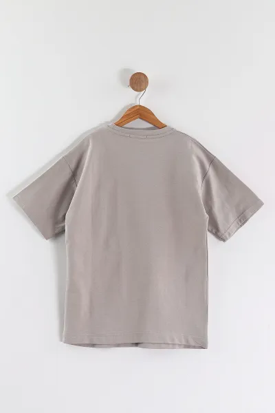 Taş (10-14 Yaş) Kabartma Yazılı Erkek Çocuk Tişört 469328