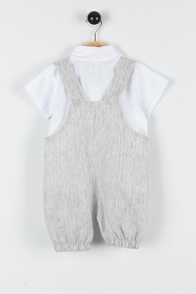Taş (12-24 Ay) Koala Motifli Cep Detaylı Papyonlu Erkek Bebe Takım 169436