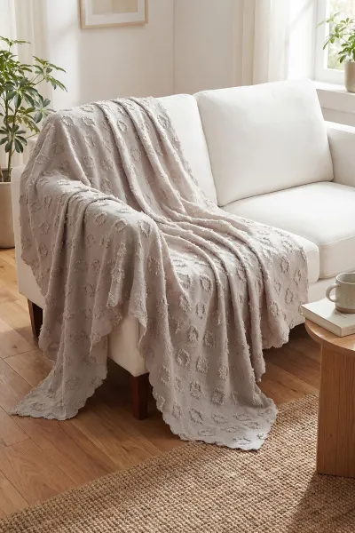 Taş 170x220 Cm Asya Desenli Sakallı Koltuk Örtüsü 446516