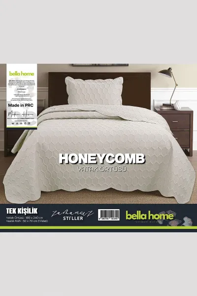 Taş 180x240 Cm Bella Home Tek Kişilik Honeycomb 3D Yatak Örtüsü 395089