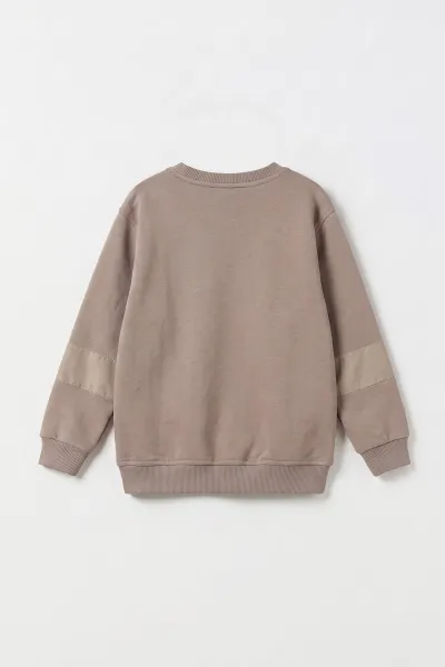Taş (2-12 Yaş) R Nakışlı  İçi Şardonlu Erkek  Çocuk Sweatshirt 483310