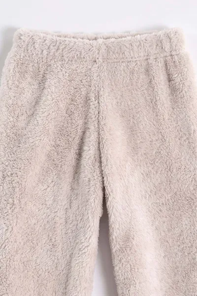 Taş (2-7 Yaş) Love Nakışlı Kapüşonlu Peluş Kız Çocuk Kışlık Takım 483212