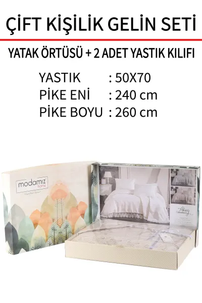 Taş 240x260 Dantelli Çift Kişilik Gelin Seti Yatak Örtüsü 282727