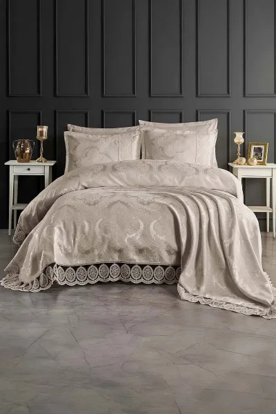 Taş 240x260 Dantelli Çift Kişilik Gelin Seti Yatak Örtüsü 282993