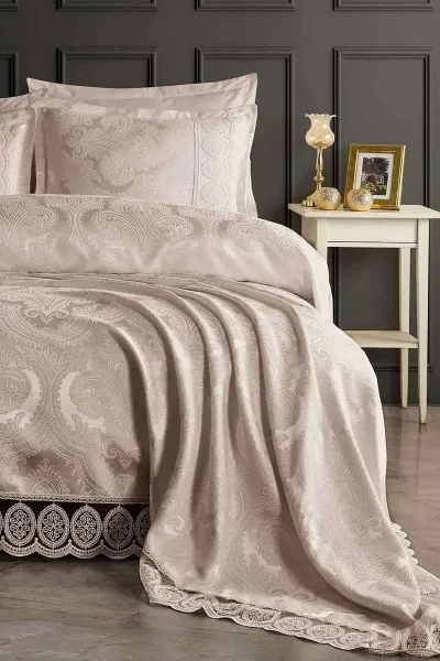 Taş 240x260 Dantelli Çift Kişilik Gelin Seti Yatak Örtüsü 282993