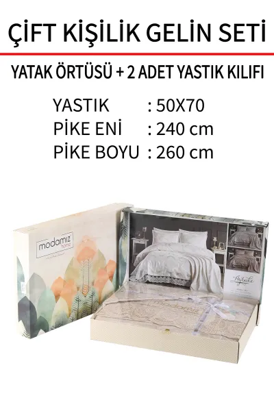 Taş 240x260 Dantelli Çift Kişilik Gelin Seti Yatak Örtüsü 282993
