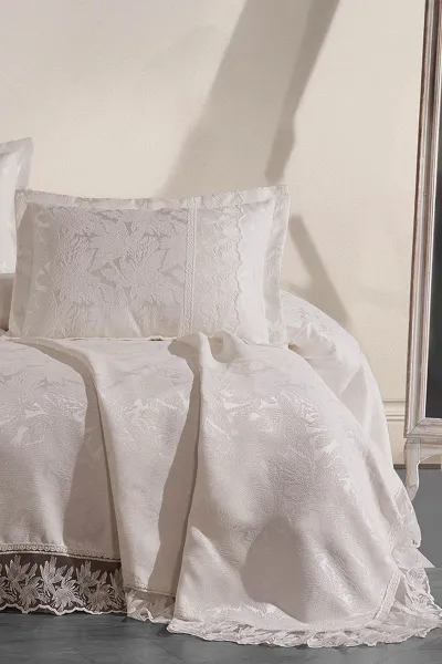 Taş 240x260 Dantelli Çift Kişilik Gelin Seti Yatak Örtüsü 282727