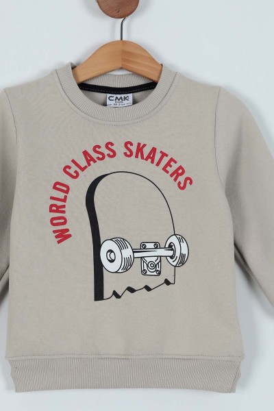 Taş (3-7 Yaş) Baskılı 3 İp Erkek Çocuk Sweatshirt 224322