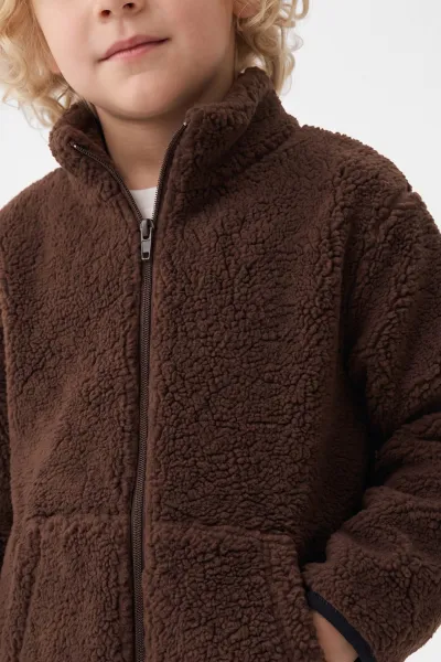 Taş (4-8 Yaş)Fermuarlı Kuzu Polarlı Gabardin Pantolonlu Erkek Çocuk Takım 492565