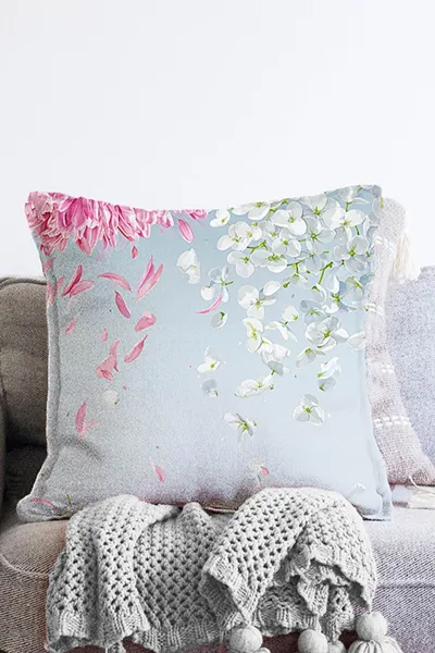 Fuşya 43x43 Dijital Baskılı Fermuarlı Modern Kırlent Kılıfı 272898