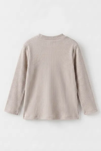 Taş (5-12 Yaş) Yarım Balıkçı Yaka Kaşkorse  Çocuk Body Sweatshirt 495426