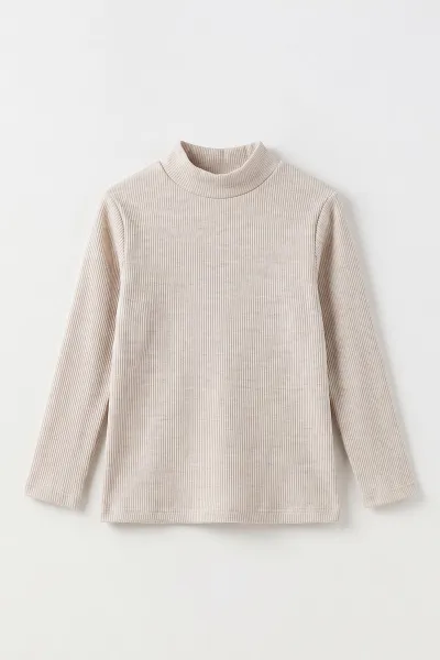 Taş (5-12 Yaş) Yarım Balıkçı Yaka Kaşkorse Kız Çocuk Body Sweatshirt 493050