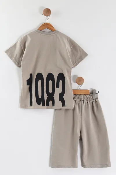Taş (7-14 Yaş) 1983  Baskılı   Şortlu Süprem Erkek Çocuk Yazlık Takım 446303