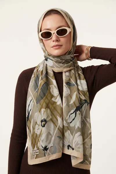 Taş 75*180 Cm Çok Çiçek Baskılı Dijital Soft Tülbent Şal 469429