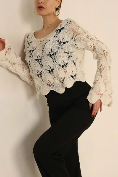 Taş Ajurlu Bayan Triko Bluz 244682