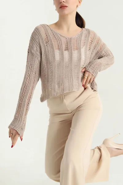Taş Ajurlu Bayan Triko Bluz 338177