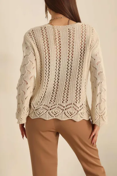 Taş Ajurlu Bayan Triko Bluz 241487