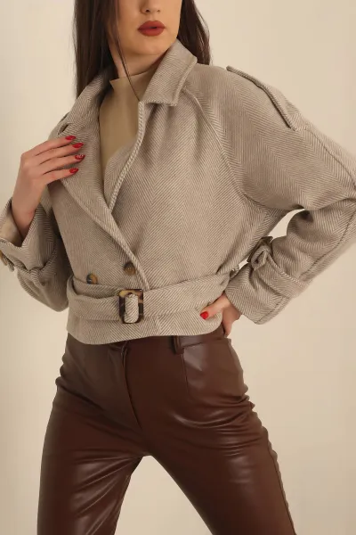 Taş Astarlı Bayan Kaşe Mont 232989