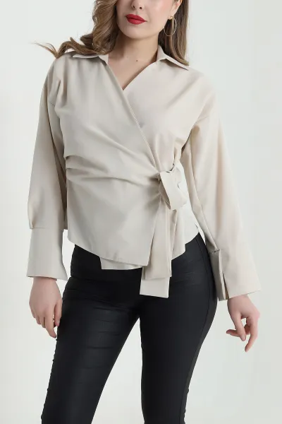 Taş Bağlamalı Poplin Kadın Gömlek 442936