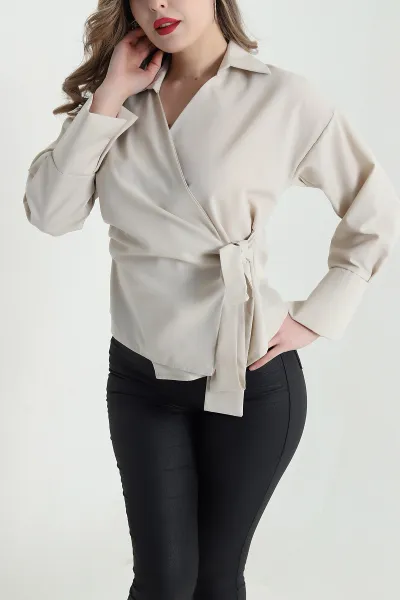 Taş Bağlamalı Poplin Kadın Gömlek 442936