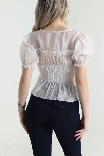 Taş Balon Kol Tencel Kadın Bluz 463196