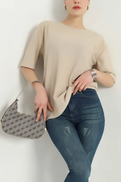 Taş Basic Dokulu Bayan Tişört 337684