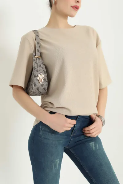 Taş Basic Dokulu Bayan Tişört 337684