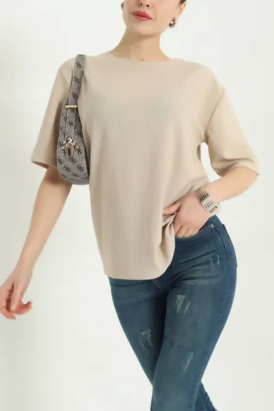 Taş Basic Dokulu Bayan Tişört 337684