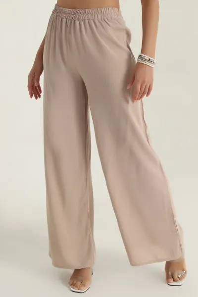Taş Bel Lastikli Dokuma Kadın Pantolon 378946