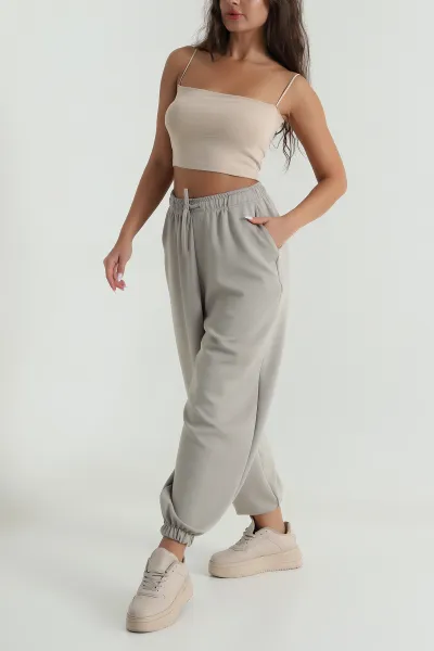 Taş Bel ve Paça Lastikli Modal Kadın Pantolon 488825