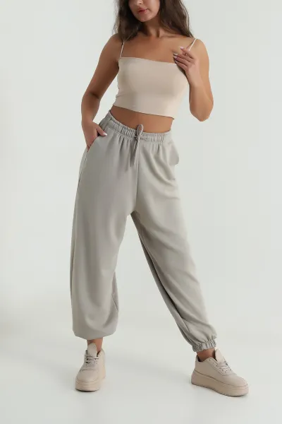 Taş Bel ve Paça Lastikli Modal Kadın Pantolon 488825